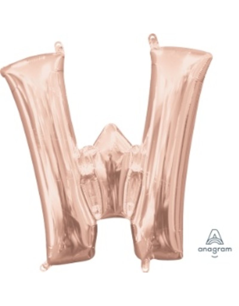 Air-Filled Letter "W"- Rose Gold 14" Balloon (Will Not Float)
