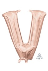 Air-Filled Letter "V"- Rose Gold 14" Balloon (Will Not Float)