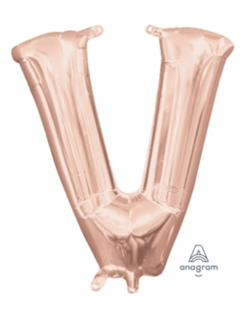 Air-Filled Letter "V"- Rose Gold 14" Balloon (Will Not Float)