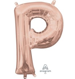Air-Filled Letter "P"- Rose Gold 14" Balloon (Will Not Float)