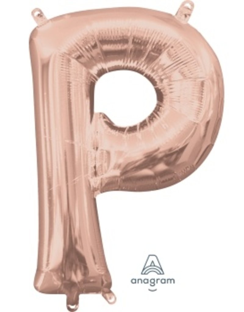 Air-Filled Letter "P"- Rose Gold 14" Balloon (Will Not Float)
