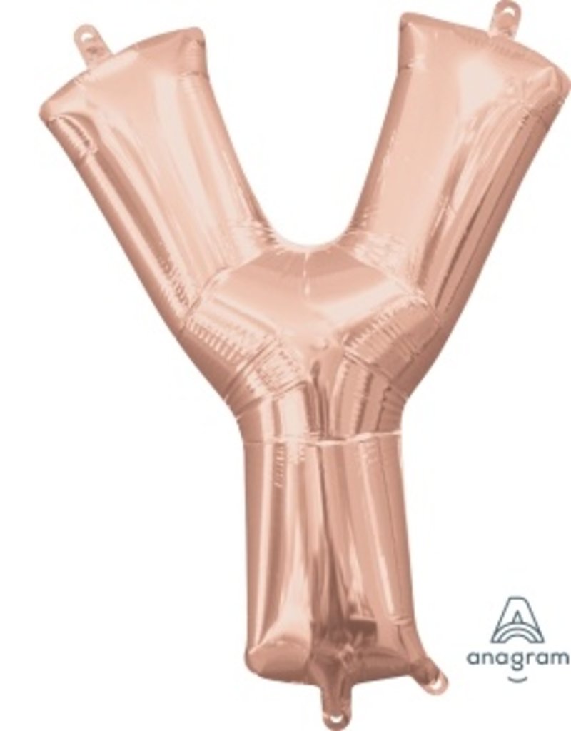 Air-Filled Letter "Y"- Rose Gold 14" Balloon (Will Not Float)