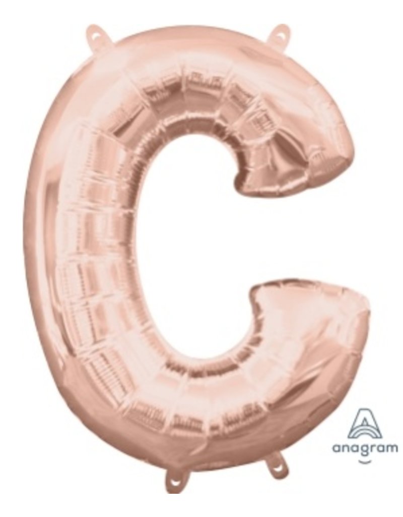 Air-Filled Letter "C"- Rose Gold 14" Balloon (Will Not Float)