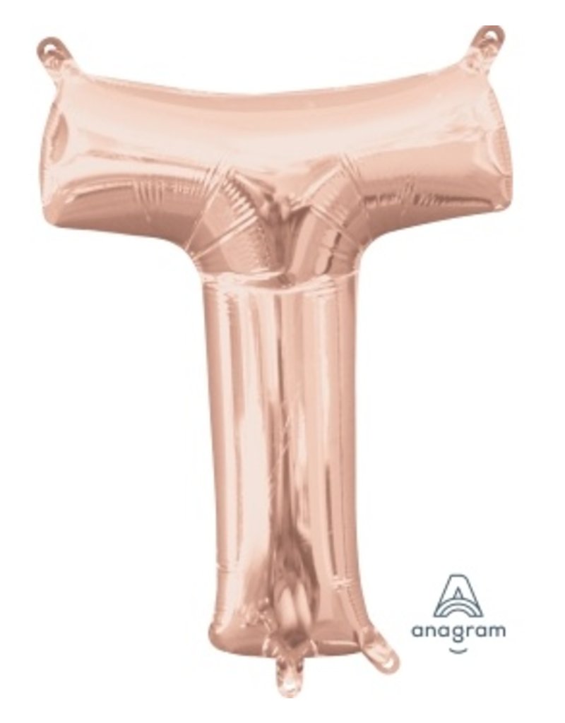 Air-Filled Letter "T"- Rose Gold 14" Balloon (Will Not Float)