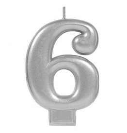 Numeral Metallic Candle #6 - Silver