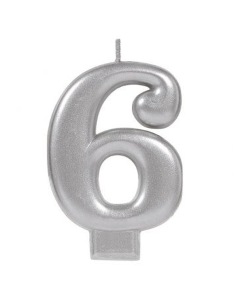 Numeral Metallic Candle #6 - Silver