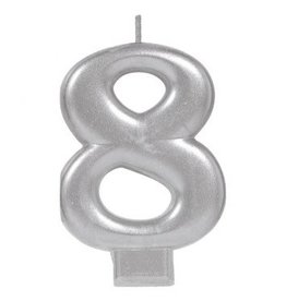 Numeral Metallic Candle #8 - Silver