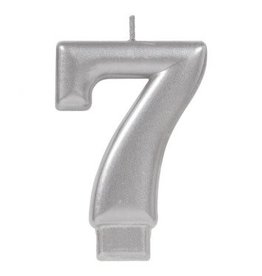 Numeral Metallic Candle #7 - Silver
