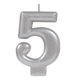 Numeral Metallic Candle #5 - Silver