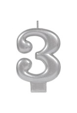 Numeral Metallic Candle #3 - Silver