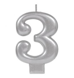 Numeral Metallic Candle #3 - Silver