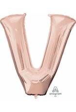 Rose Gold Letter V Mylar 34" Balloon