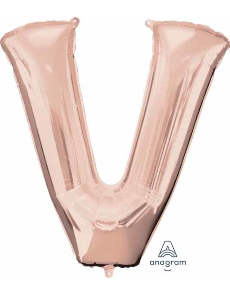 Rose Gold Letter V Mylar 34" Balloon