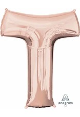 Rose Gold Letter T Mylar 34" Balloon