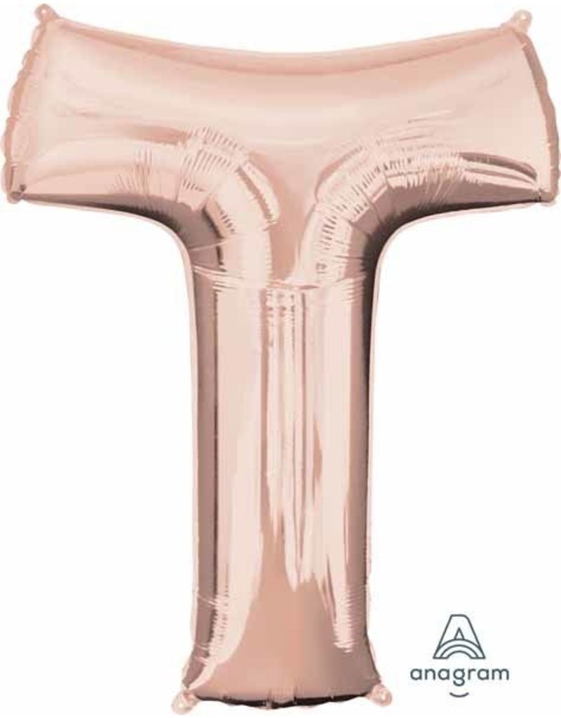 Rose Gold Letter T Mylar 34" Balloon