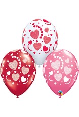 11" Etched Hearts-A-Round Latex Balloon (Without Helium)