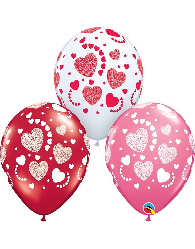 11" Etched Hearts-A-Round Latex Balloon (Without Helium)