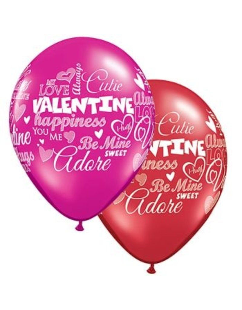 11" Valentine's Day Messages Latex Balloon (Without Helium)