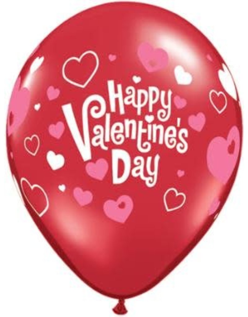 11" Valentine's Day Pink Hearts Latex Balloon (Without Helium)