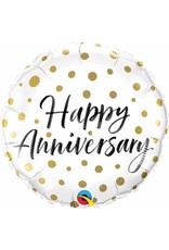 Happy Anniversary Gold Dots 18" Mylar Balloon