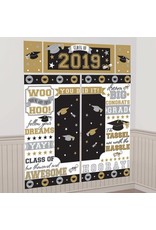 2019 Grad Scene Setter® Wall Decorating Kit - Black, Silver, Gold