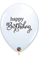 11" Simply Happy Birthday White Latex Balloon (Without Helium)