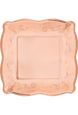 Rose Gold Embossed Square 7" Plate (8)