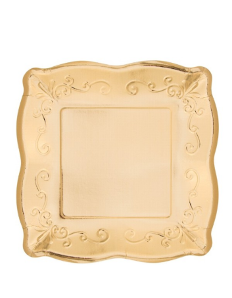 Gold Embossed Square 10" Plates (8)
