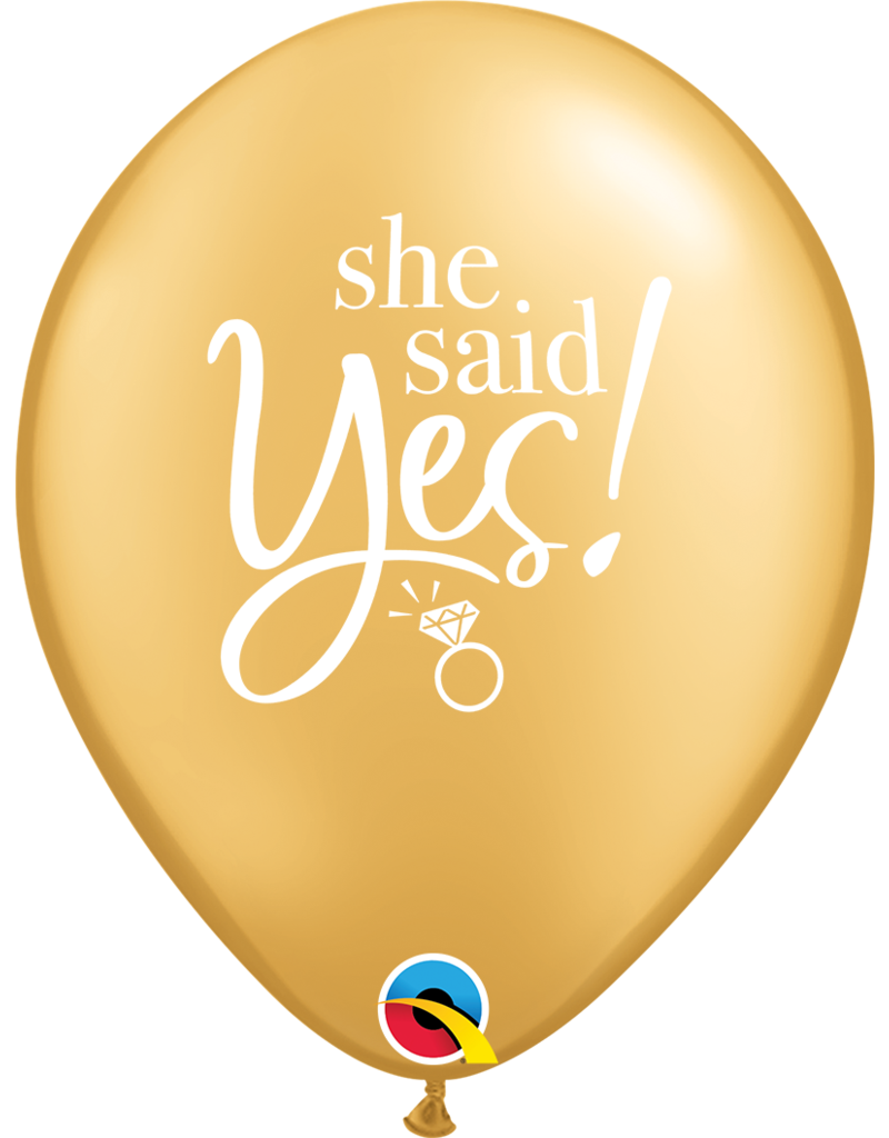 11" She Said Yes! Gold Latex Balloon ((Without Helium))