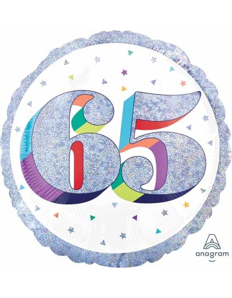 Here's To Your 65th Birthday 18" Mylar Balloon