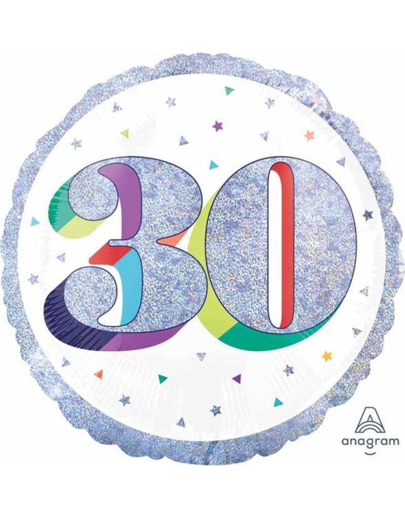 Here's To Your 30th Birthday 18" Mylar Balloon