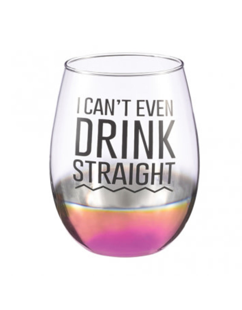 "Drink Straight" Stemless Wine Glass