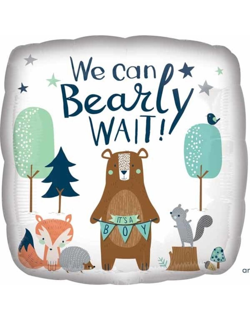 We Can Bearly Wait Boy 18" Mylar Balloon