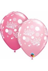 11" Baby Girl Pink Dots Balloon (Without Helium)