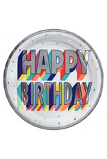 Here's To Your Birthday Metallic Round 9" Plates (8)