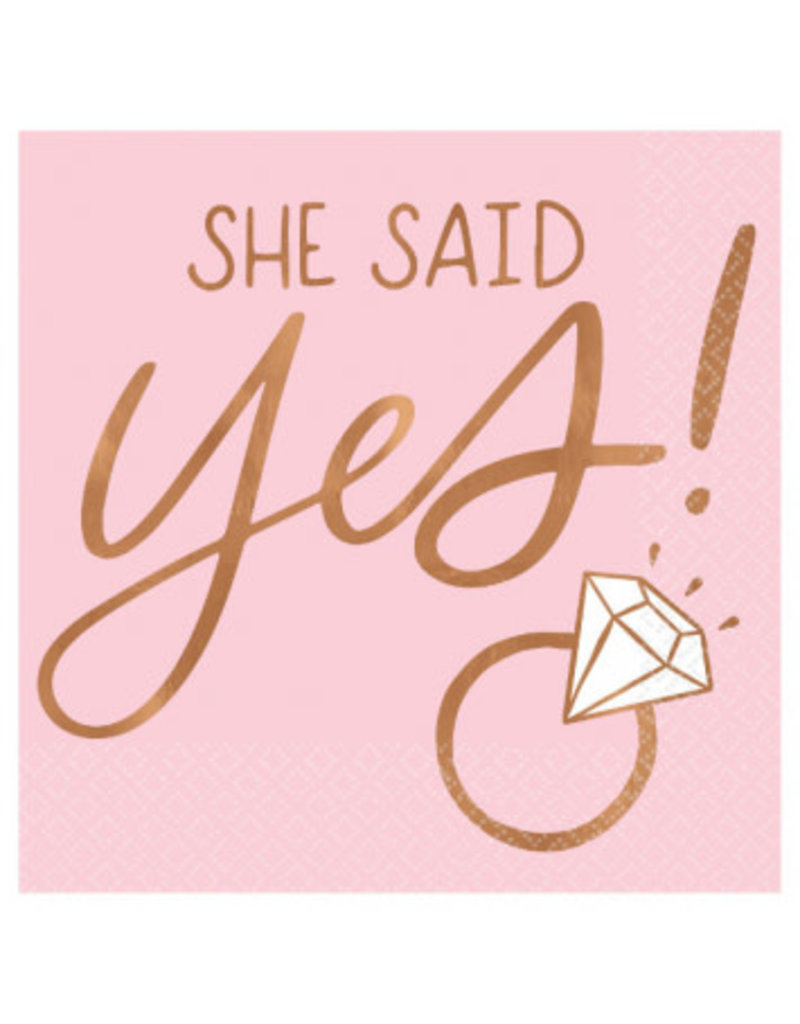 She Said Yes Beverage Napkins - Hot Stamped