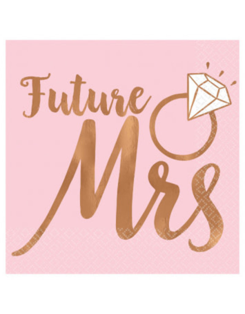 Blush Wedding Beverage Napkins Future Mrs. - Hot Stamped