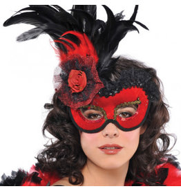 Red Lolita Feather Mask
