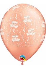 11" Birthday Around Rose Gold Balloons  (Without Helium)