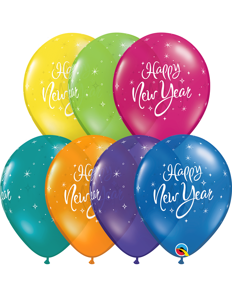 11" New Year Sparkle Jewel Tone Balloon (Without Helium)