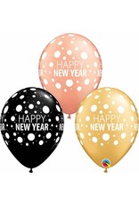 11" New Years Dots Gold, Black, & Rose Gold (Without Helium)