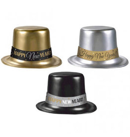 Happy New Year Top Hats - Silver