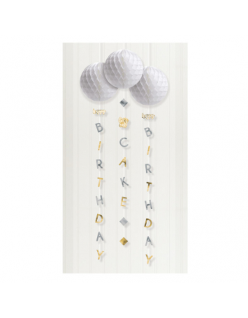 Birthday Silver & Gold Honeycombs With Tails