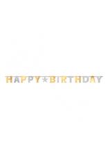Happy Birthday Silver & Gold Jointed Letter Banner