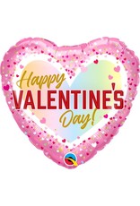 Valentine's Confetti Ombre 18" Heart Mylar Balloon