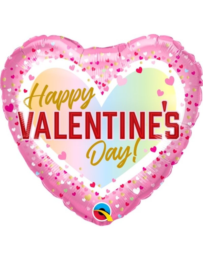 Valentine's Confetti Ombre 18" Heart Mylar Balloon