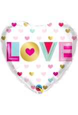 Love Metallic Hearts 18" Mylar Balloon