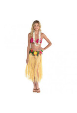 Raffia Grass Skirt w/Flowers - Adult