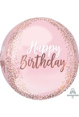 Blush Birthday Orbz Mylar Balloon