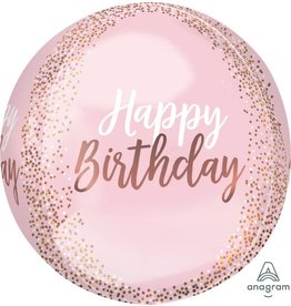 Blush Birthday Orbz Mylar Balloon